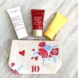 Clarins Makeup - Clarins skincare - makeup bag- travel size set Clarins Makeup - Clarins skincare - makeup bag- travel size set